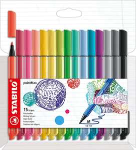 Fineliner Premium - STABILO pointMax - Astuccio da 15 - Colori as...