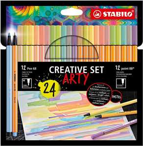 Creative Set STABILO ARTY STABILO point 88 Pen 68 Astuccio da 24 ...