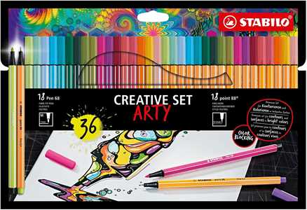 Creative Set STABILO ARTY STABILO point 88 & Pen 68 Astuccio da 3...