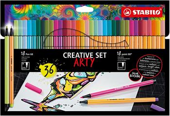 Creative Set STABILO ARTY STABILO point 88 & Pen 68 Astuccio da 36 Colori 17 fineliner point 88, 19 pennarelli Pen 68  Stabilo 2022 | Libraccio.it
