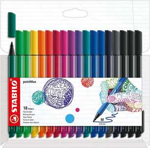 Fineliner Premium - STABILO pointMax - Astuccio da 18 - Colori as...