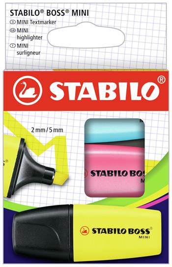 Evidenziatore - STABILO BOSS MINI - Astuccio da 3 - Giallo/Blu/Rosa  Stabilo 2022 | Libraccio.it