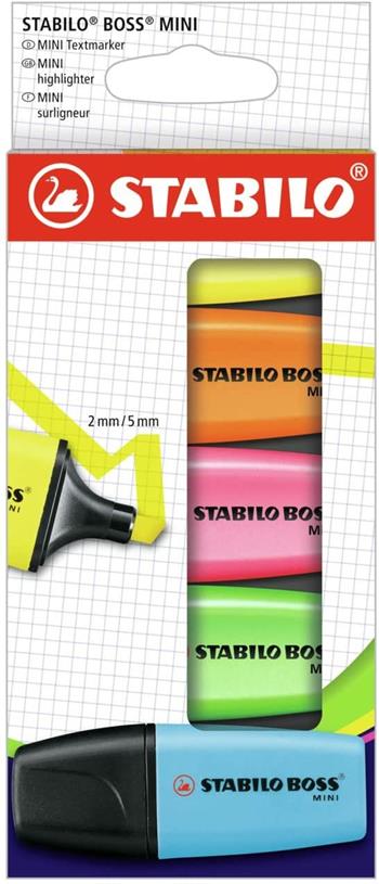 Evidenziatore - STABILO BOSS MINI - Astuccio da 5 - Colori assortiti  Stabilo 2022 | Libraccio.it
