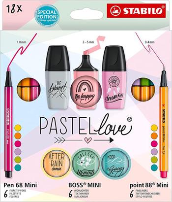 Set Creativo - STABILO Pastellove Set - Pack da 18 - 6 Fineliner Mini, 6 pennarelli premium Mini, 6 evidenziatori Mini  Stabilo 2023 | Libraccio.it