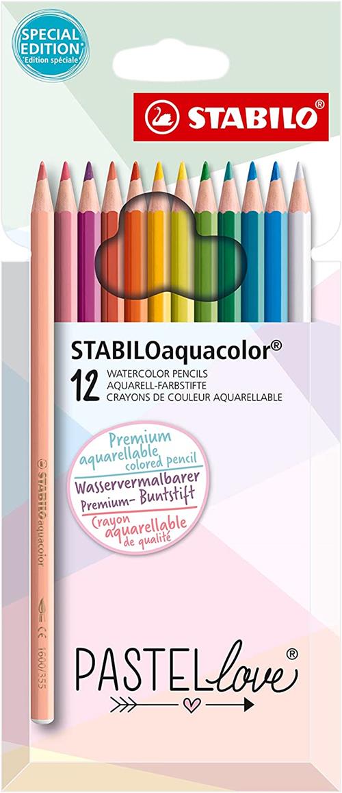 Matita colorata acquarellabile - STABILOaquacolor - Pastellove Set -  Astuccio da 12 - Colori assortiti Stabilo 2023