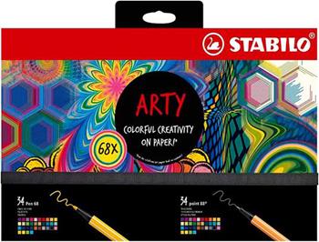 Set Creativo - STABILO ARTY - Cofanetto da 68 - con 34 Fineliner STABILO point 88 & 34 Pennarelli Premium STABILO Pen 68  Stabilo 2023 | Libraccio.it