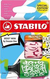 Evidenziatori STABILO BOSS mini by SNOOZE ONE conf. 3 colori assortiti verde, rosa e arancione – 07/03-71