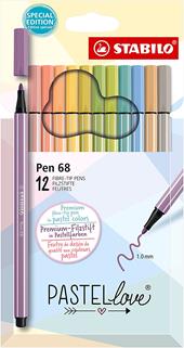 Pennarello Premium - STABILO Pen 68 - Pastellove Set - Astuccio da 12 - Colori assortiti