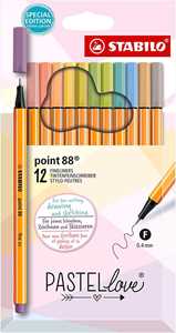 Fineliner - STABILO point 88 - Pastellove Set - Astuccio da 12 - ...