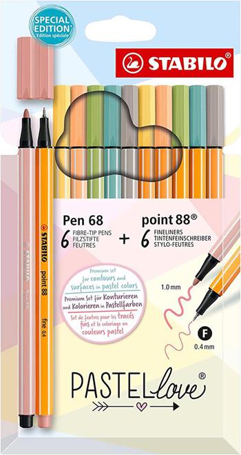 Fineliner & Pennarello Premium - STABILO Pastellove Set - 6 Fineliner STABILO point 88 & 6 Pennarelli Premium STABILO Pen 68  Stabilo 2023 | Libraccio.it