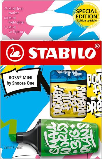 Evidenziatore - STABILO BOSS MINI by Snooze One - Astuccio da 3 - Blu/Giallo/Verde  Stabilo 2023 | Libraccio.it