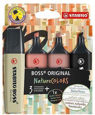 Evidenziatore - STABILO BOSS ORIGINAL NatureCOLORS - Astuccio da 4 - Verde Oliva/Terra di Siena/Fava di Cacao/Nero  STABILO 2023 | Libraccio.it