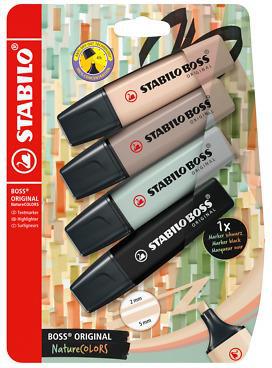 Evidenziatore - STABILO BOSS ORIGINAL NatureCOLORS - Pack da 4 - Sabbia/Cenere/Foglia di T&#232;/Nero  STABILO 2023 | Libraccio.it
