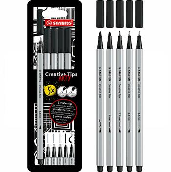 Set di punte multiple - STABILO Creative Tips - ARTY - Astuccio da 5 - Nero  STABILO 2024 | Libraccio.it