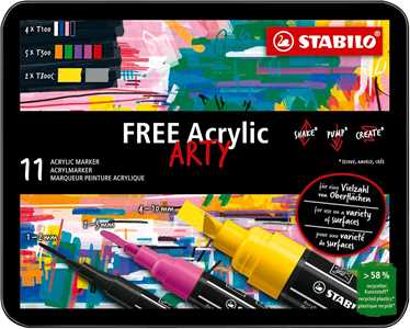 Marker acrilico - STABILO FREE Acrylic Starter Set - Pack da 11 -...