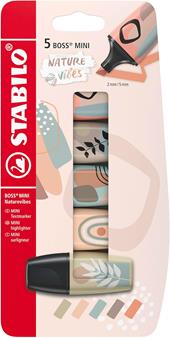 Evidenziatore - STABILO BOSS MINI Naturevibes &#150; Pack da 5 - Colori assortiti