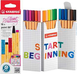 Fineliner - STABILO point 88 - ZIG ZAG Set da 18 - Colori assortiti