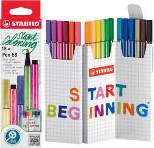 Pennarello Premium - STABILO Pen 68 - ZIG ZAG Set da 18 - Colori ...