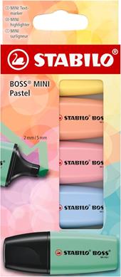 Evidenziatore - STABILO BOSS MINI Pastel - Astuccio da 5 - Colori assortiti