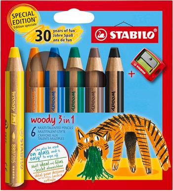 Matita colorata Multi-Funzione - STABILO woody 3 in 1 - 30 Years Edition - Tigre - Astuccio da 6 - con Temperino  STABILO 2025 | Libraccio.it