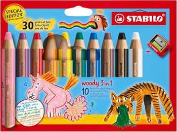 Matita colorata Multi-Funzione - STABILO woody 3 in 1 - 30 Years Edition - Astuccio da 10 - con Temperino  STABILO 2025 | Libraccio.it