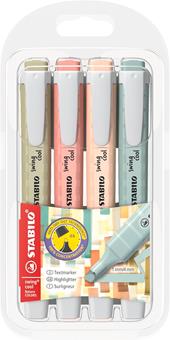 Evidenziatore - STABILO swing cool NatureCOLORS - Astuccio da 4 - Verde Oliva, Terra di Siena, Sabbia, Cenere