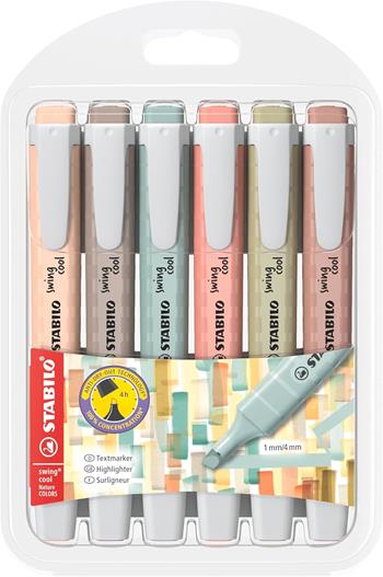 Evidenziatore - STABILO swing cool NatureCOLORS - Astuccio da 6 - Colori assortiti  STABILO 2025 | Libraccio.it