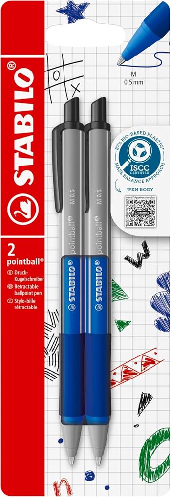 Penna a sfera Ecosostenibile - STABILO pointball colorful - Pack da 2 - Blu  STABILO 2025 | Libraccio.it