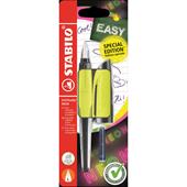 Penna Stilografica Ergonomica per Bambini - STABILO EASYbuddy NEON - Giallo NEON - Punta Mancini - Cartuccia Blu inclusa