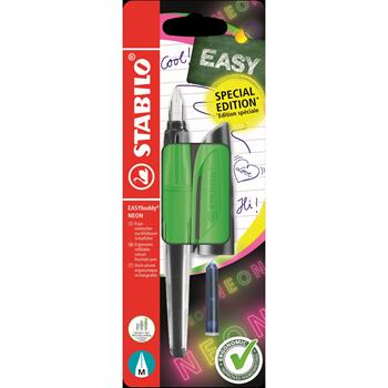 Penna Stilografica Ergonomica per Bambini - STABILO EASYbuddy NEON - Verde NEON - Punta Standard - Cartuccia Blu inclusa  STABILO 2026 | Libraccio.it