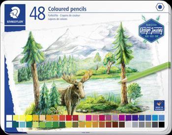 Astuccio in metallo, appendibile, con 48 matite colorate esagonali in colori assortiti, linea Design Journey  Staedtler 2023 | Libraccio.it