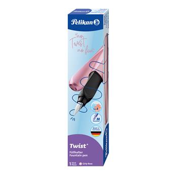 Penna stilografica Pelikan Twist. Pennino M acciaio, rosa metallizzato e cartuccia Blu Royal inclusa  Pelikan 2021 | Libraccio.it