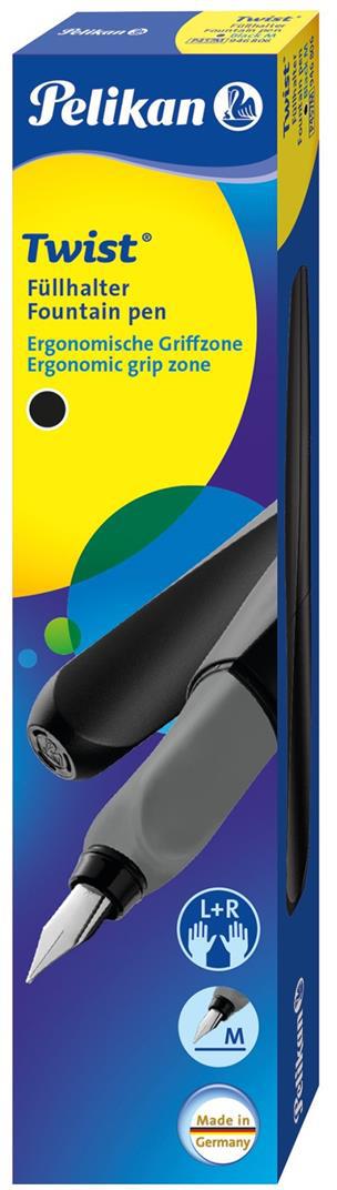 Penna stilografica Pelikan Twist ricaricabile per destrimani e mancini, impugnatura ergonomica triangolare Nero-Grigio  Pelikan 2019 | Libraccio.it