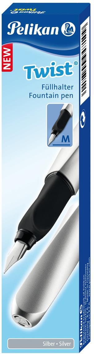 Penna stilografica Pelikan Twist ricaricabile per destrimani e mancini, impugnatura ergonomica triangolare Argento-Nero  Pelikan 2019 | Libraccio.it
