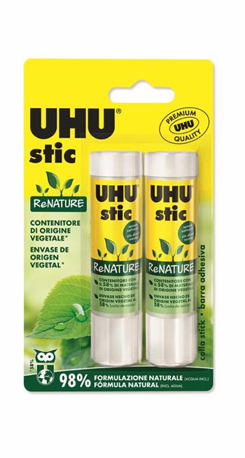 Colla Stick ReNATURE blister 2x21g 98% Naturale  Uhu 2023 | Libraccio.it