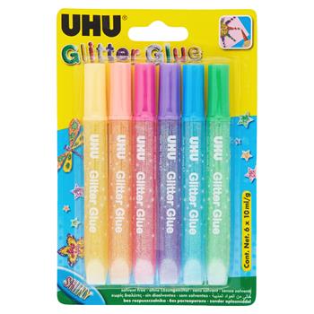 Colla Glitter in penna Shiny Colours blister 6x10ml  Uhu 2023 | Libraccio.it