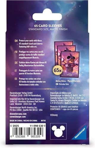Disney Lorcana Sleeves A -Mickey Mouse &#150; Wayward Sorcerer_Set 8  Ravensburger 2025 | Libraccio.it
