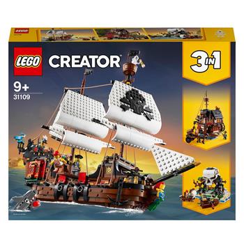 LEGO Creator 31109 Galeone dei Pirati, Set 3 in 1 con Nave Giocattolo, Locanda e Isola del Teschio, Minifigure e Squalo  LEGO 2020 | Libraccio.it