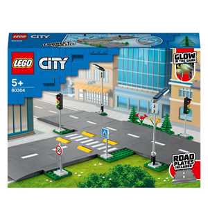 LEGO City 60304 Piattaforme Stradali, Set Basi con Lampioni Fosfo...