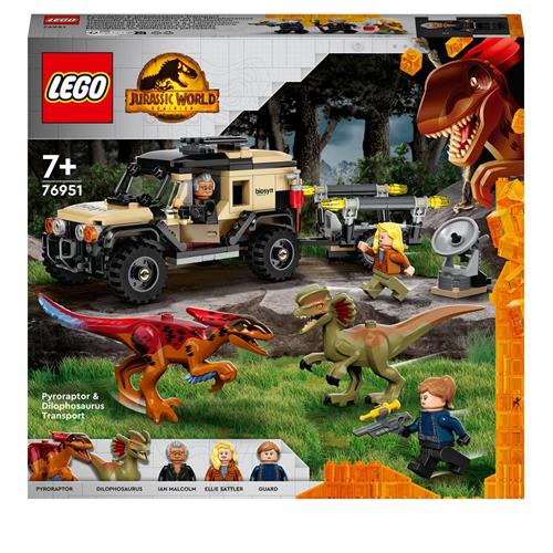 LEGO Jurassic World 76951 Trasporto del Piroraptor e del Dilofosauro,  Giochi per Bambini di 7+