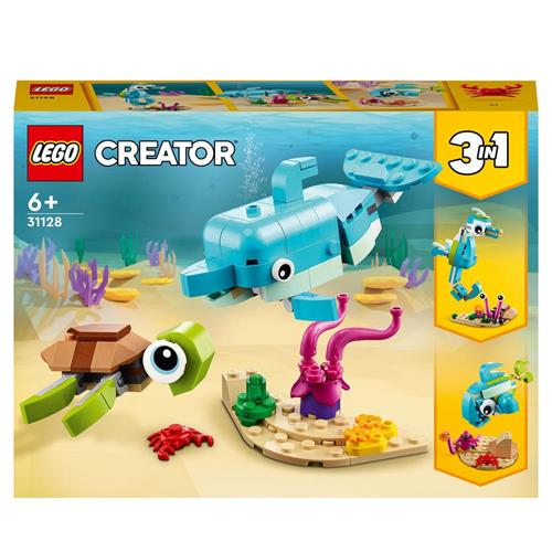 LEGO Creator 31128 3in1 Delfino e Tartaruga, Set con Animali, Cavalluccio e  Lumaca di Mare, Giochi