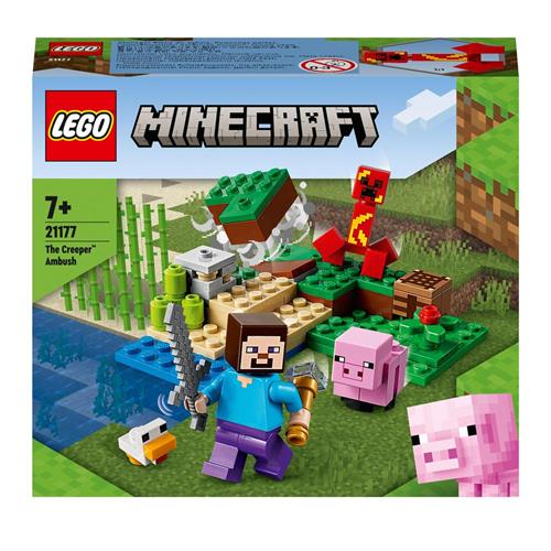 LEGO Minecraft 21177 L'agguato del Creeper, Mattoncini da Costruzione con  Steve e 2 Minifigure, Giochi
