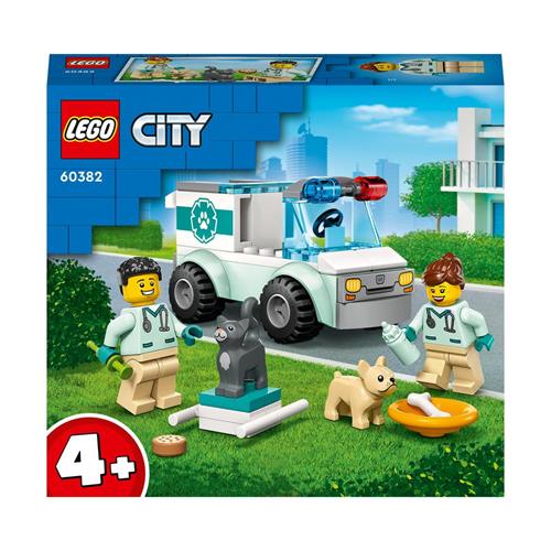 LEGO City 60382 Furgoncino di Soccorso del Veterinario con Ambulanza  Giocattolo e 2 Minifigure, Giochi per