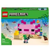 LEGO Minecraft 21247 La Casa dell&#146;Axolotl, Base Subacquea Rosa con Esploratore Subacqueo, Zombie, per Bambini da 7 anni