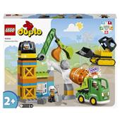 LEGO DUPLO Town 10990 Cantiere Edile con Bulldozer, Betoniera e Gru Giocattolo, Giocattoli per Bambini con Mattoncini Grandi