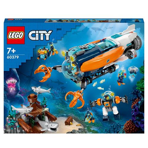 LEGO City 60379 Sottomarino per Esplorazioni Abissali Giocattolo con Drone  e Relitto di Barca, Regalo per
