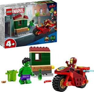 LEGO Marvel 76287 Iron Man con Moto e The Hulk, Giocattolo con 2 ...