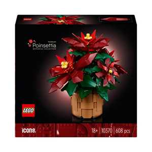 LEGO Icons 10370 Stella di Natale, Fiori Finti Fai da Te per Adul...