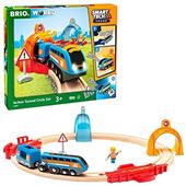 BRIO WORLD - Set Ferrovia con Tunnel Azione Smart Tech Sound, Pista Trenino Circolare con Accessori, 14 pezzi, Et&#224; 3+ Anni