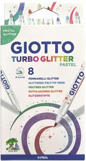 Pennarelli Giotto Turbo Glitter Pastel. Scatola 8 colori assortiti